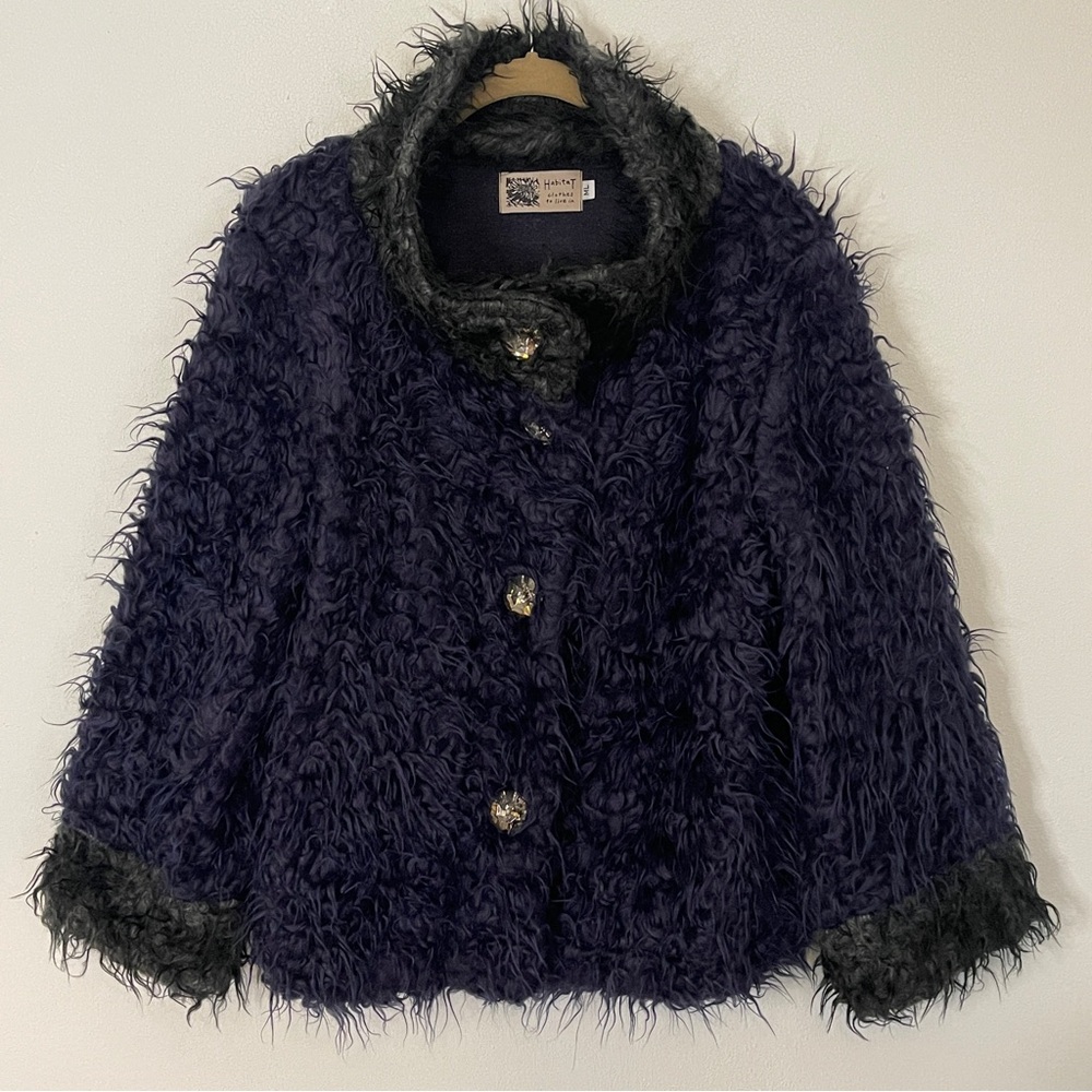 Habitat Clothes To Live In Shaggy Faux Fur Cropped Jacket Size M/L